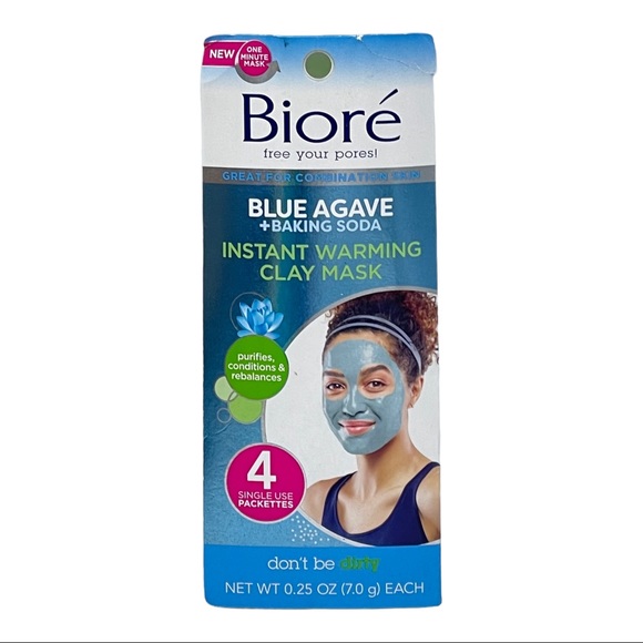 3 Pack Bioré Blue Agave + Baking Soda Instant Warming Clay Mask (4) Single Use - Picture 2 of 5